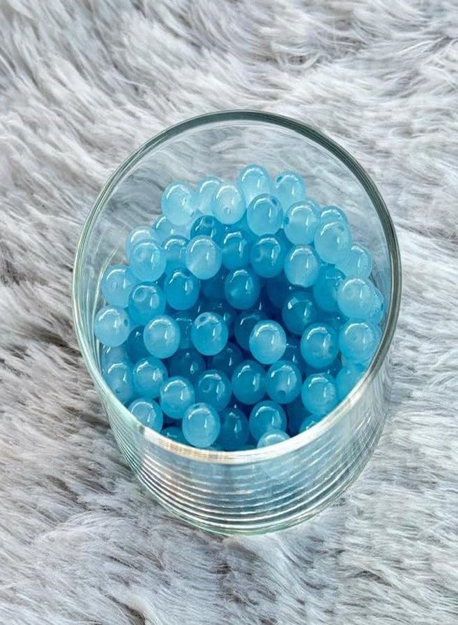 موريل خرز زجاجي كريستالي أزرق من موريل، 8 مم، لصنع إكسسوارات الموضة والمجوهرات، والقلائد والأساور والزينة | عبوة من 100 خيط خرز مع خيط مطاطي قابل للتمدد بطول متر واحد | - Image 2